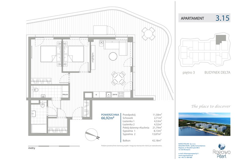 Apartament wakacyjny 66,92 m², piętro 3, oferta nr D/3.15