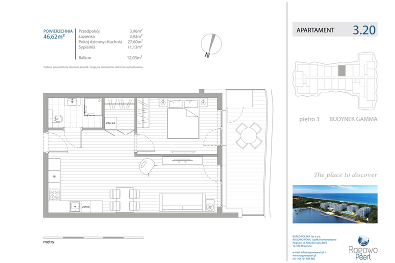 Apartament wakacyjny 46,62 m², piętro 3, oferta nr G/3.20