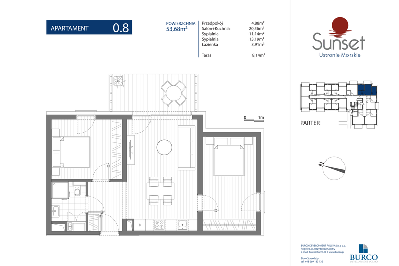 Apartament wakacyjny 53,68 m², parter, oferta nr Budynek A 0.8