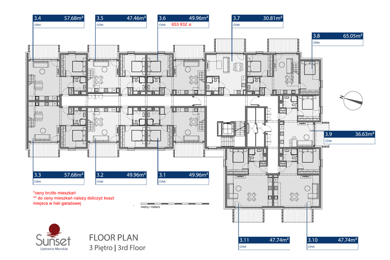 Apartament wakacyjny 49,96 m², piętro 3, oferta nr Budynek A 3.6