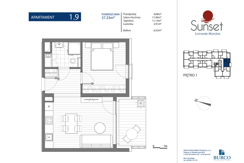 Apartament wakacyjny 37,33 m², piętro 1, oferta nr Budynek A 1.9