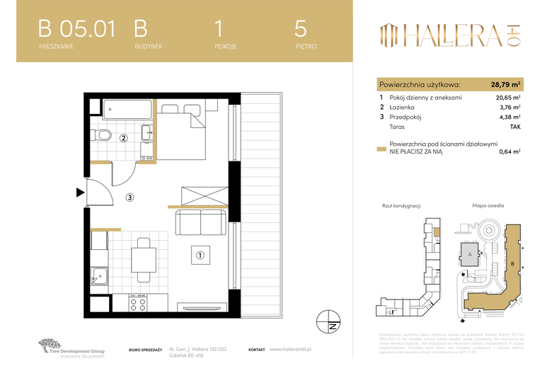 Apartament wakacyjny 28,79 m², piętro 5, oferta nr B.05.01
