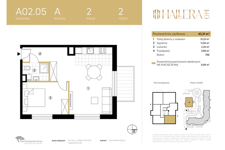 Apartament wakacyjny 43,31 m², piętro 2, oferta nr A.02.05