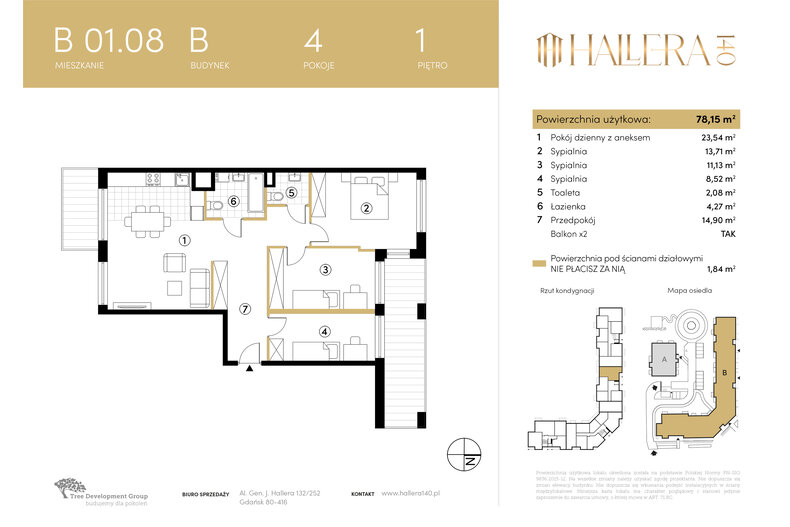 Apartament wakacyjny 78,15 m², piętro 1, oferta nr B.01.08