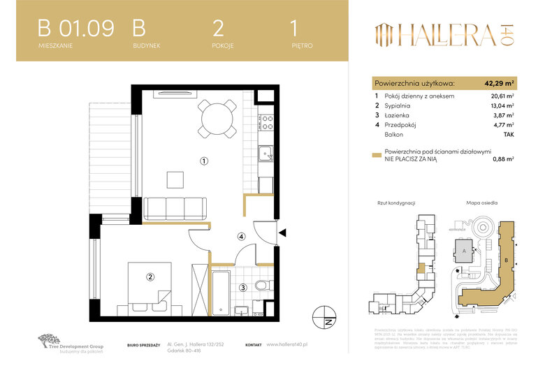 Apartament wakacyjny 42,29 m², piętro 1, oferta nr B.01.09