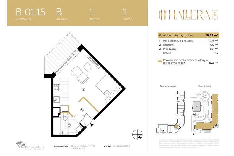 Apartament wakacyjny 29,69 m², piętro 1, oferta nr B.01.15