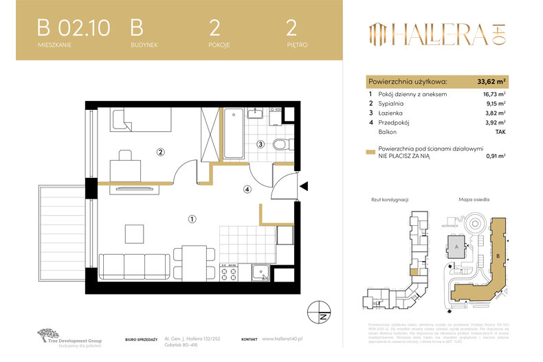 Apartament wakacyjny 33,62 m², piętro 2, oferta nr B.02.10