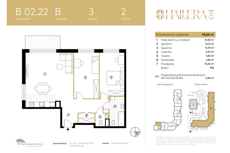 Apartament wakacyjny 78,65 m², piętro 2, oferta nr B.02.22