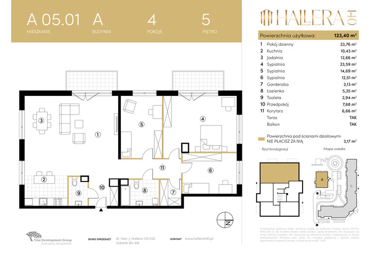 Apartament wakacyjny 123,40 m², piętro 5, oferta nr A.05.01 - POŁĄCZONE