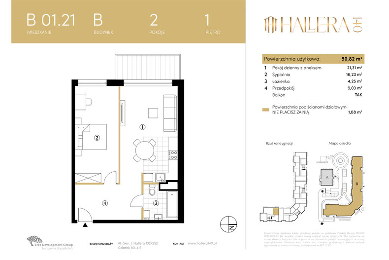 Apartament wakacyjny 50,82 m², piętro 1, oferta nr B.01.21