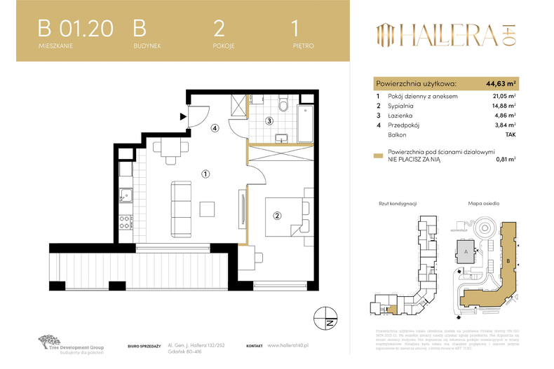 Apartament wakacyjny 44,63 m², piętro 1, oferta nr B.01.20