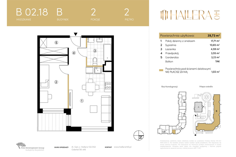 Apartament wakacyjny 39,73 m², piętro 2, oferta nr B.02.18