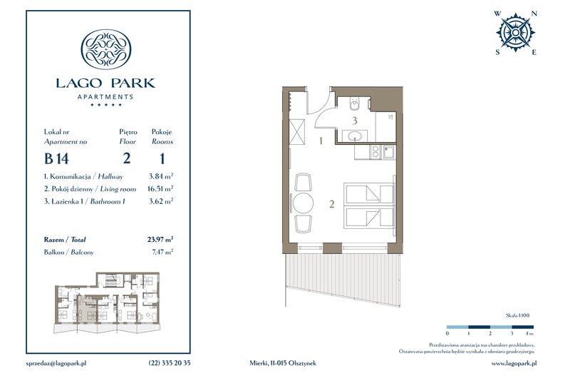 Apartament wakacyjny 23,75 m², piętro 2, oferta nr B14