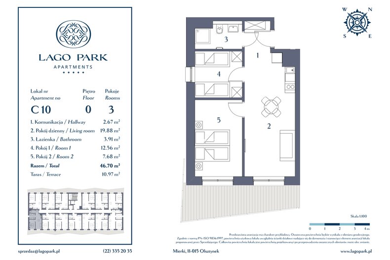 Apartament wakacyjny 46,70 m², parter, oferta nr C10