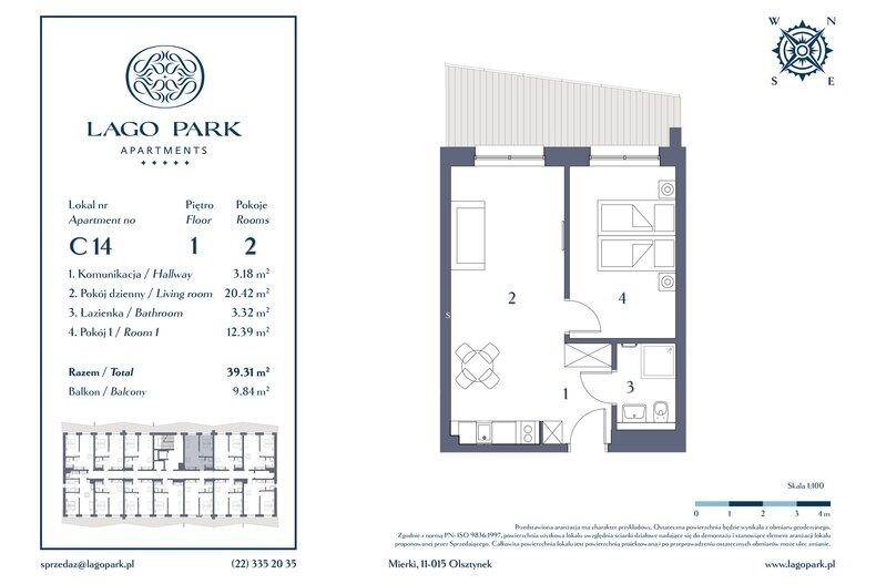 Apartament wakacyjny 39,31 m², piętro 1, oferta nr C14