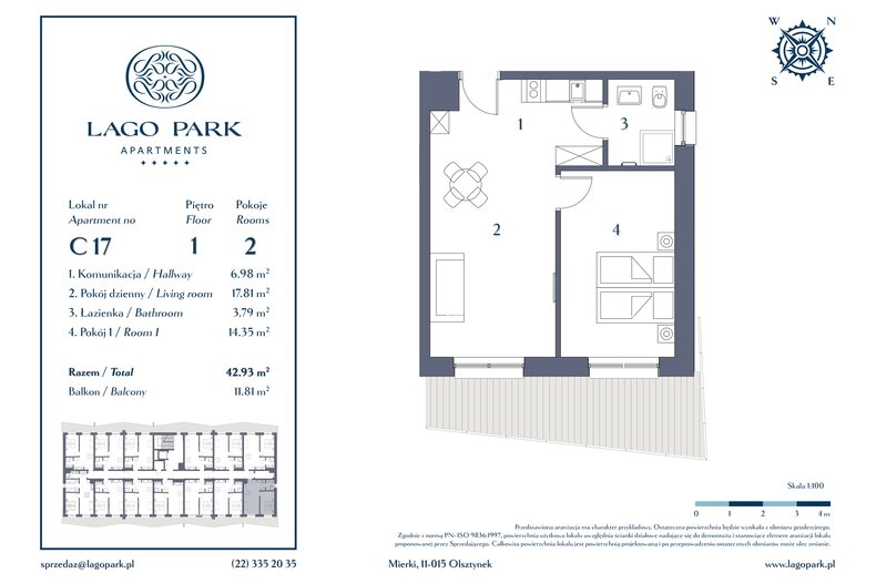 Apartament wakacyjny 42,93 m², piętro 1, oferta nr C17