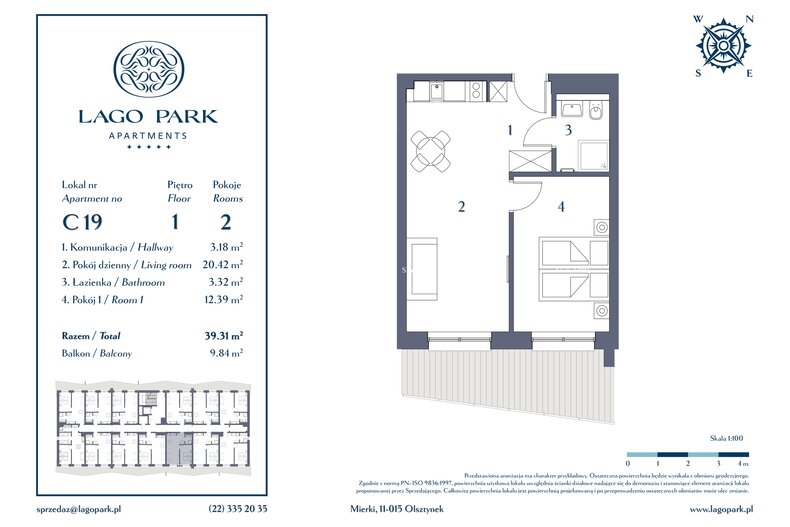 Apartament wakacyjny 39,31 m², piętro 1, oferta nr C19