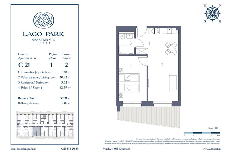 Apartament wakacyjny 39,31 m², piętro 1, oferta nr C21