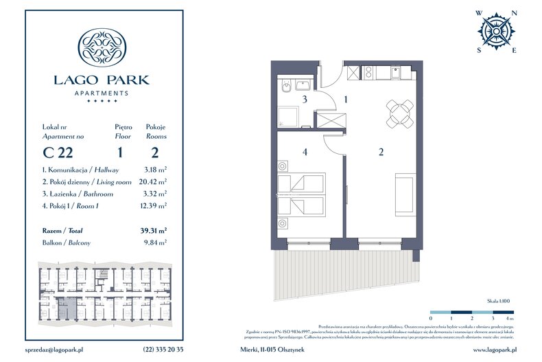 Apartament wakacyjny 39,31 m², piętro 1, oferta nr C22