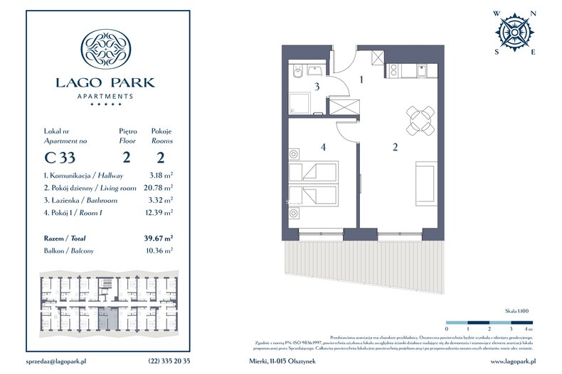 Apartament wakacyjny 39,67 m², piętro 2, oferta nr C33