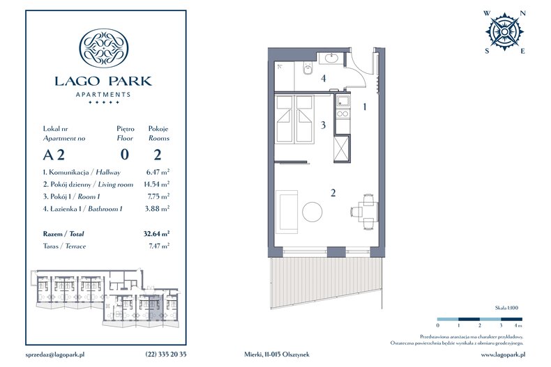 Apartament wakacyjny 32,64 m², parter, oferta nr A2