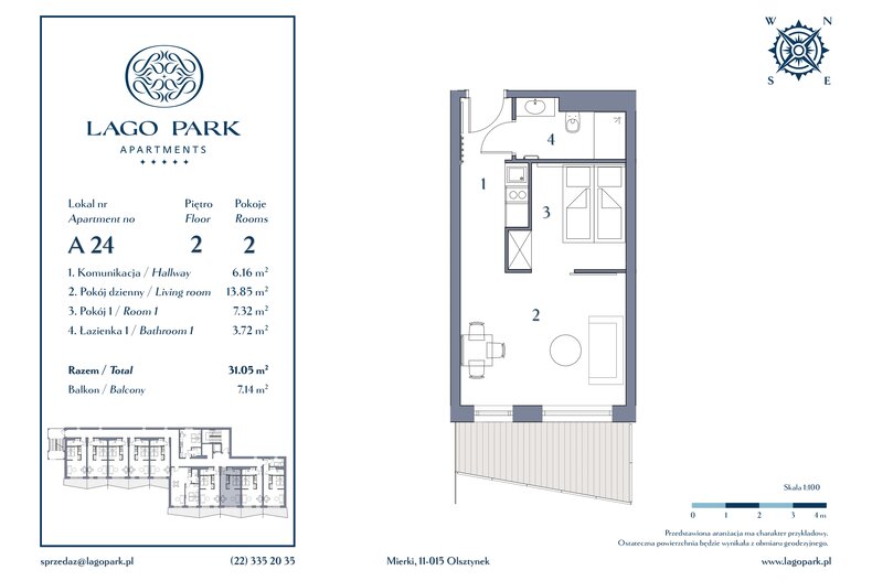 Apartament wakacyjny 31,05 m², piętro 2, oferta nr A24