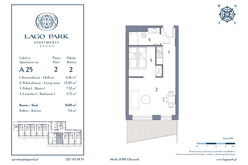 Apartament wakacyjny 31,05 m², piętro 2, oferta nr A25