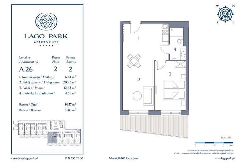 Apartament wakacyjny 44,57 m², piętro 2, oferta nr A26