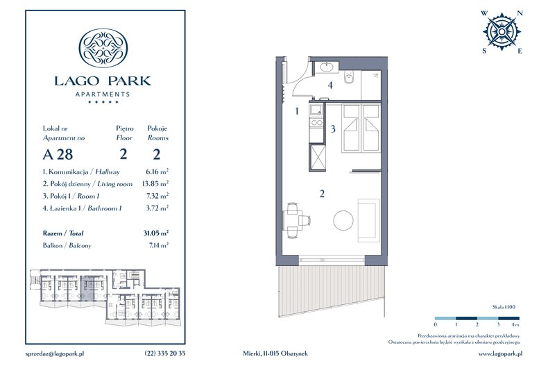 Apartament wakacyjny 31,05 m², piętro 2, oferta nr A28