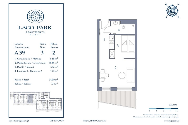 Apartament wakacyjny 31,05 m², piętro 3, oferta nr A39