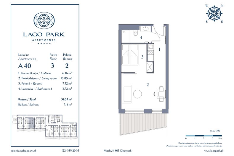 Apartament wakacyjny 31,05 m², piętro 3, oferta nr A40