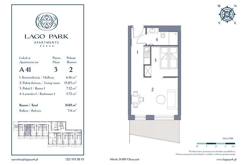 Apartament wakacyjny 31,05 m², piętro 3, oferta nr A41