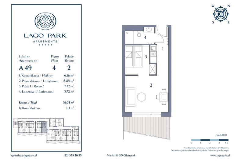 Apartament wakacyjny 31,05 m², piętro 4, oferta nr A49