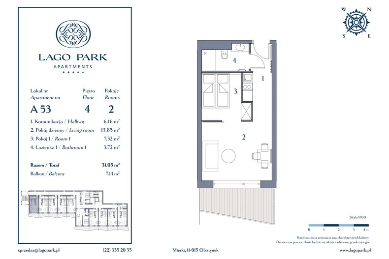 Apartament wakacyjny 31,05 m², piętro 4, oferta nr A53