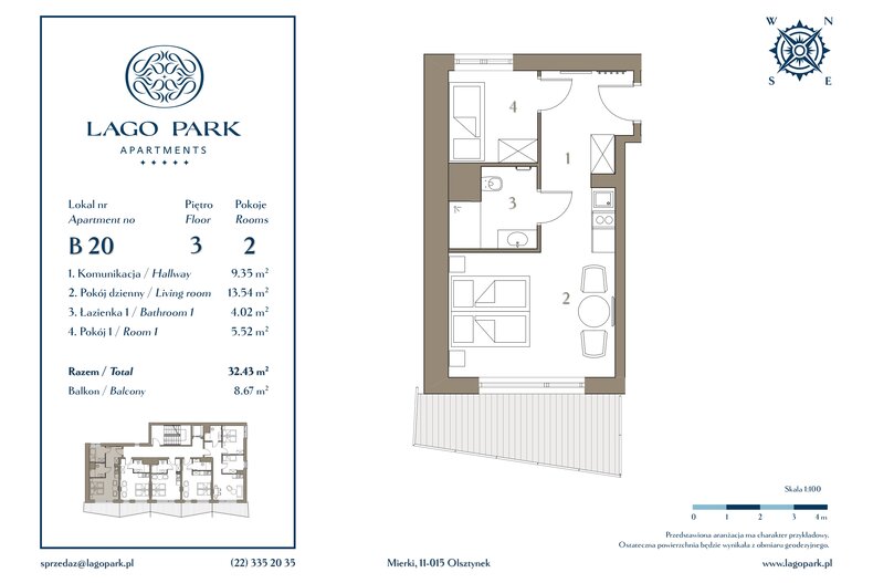 Apartament wakacyjny 32,43 m², piętro 3, oferta nr B20