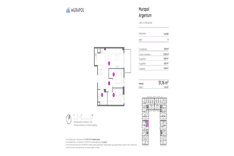 Mieszkanie 51,15 m², piętro 6, oferta nr 1.A.6.06