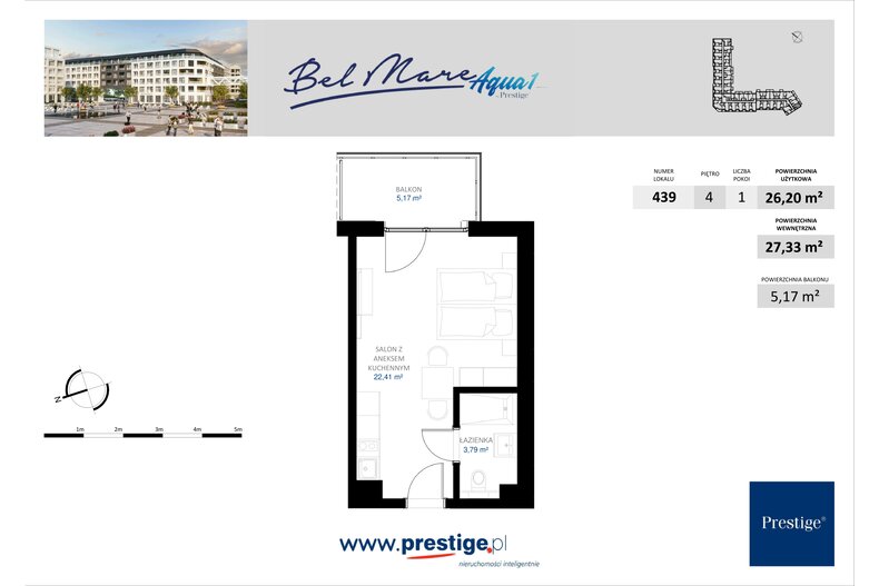 Apartament wakacyjny 27,33 m², piętro 4, oferta nr AQUA-1-439