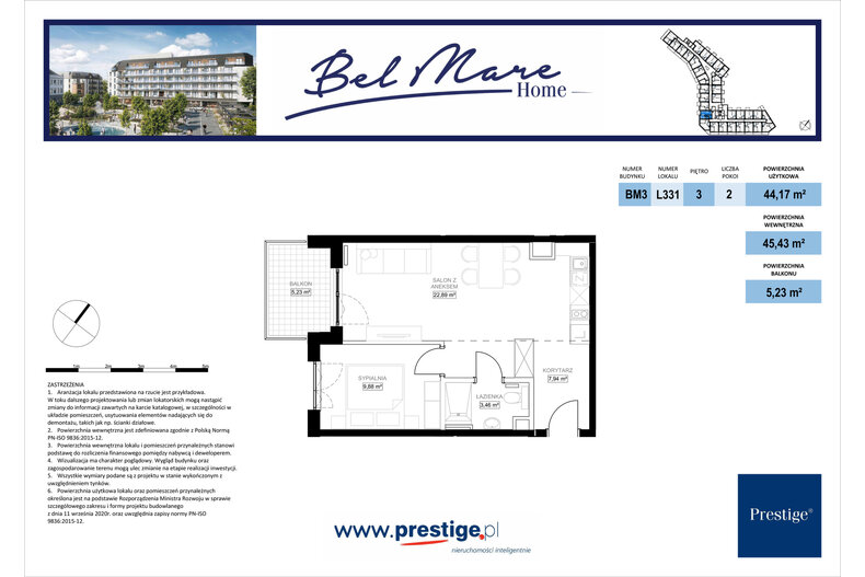 Apartament wakacyjny 45,43 m², piętro 3, oferta nr L331