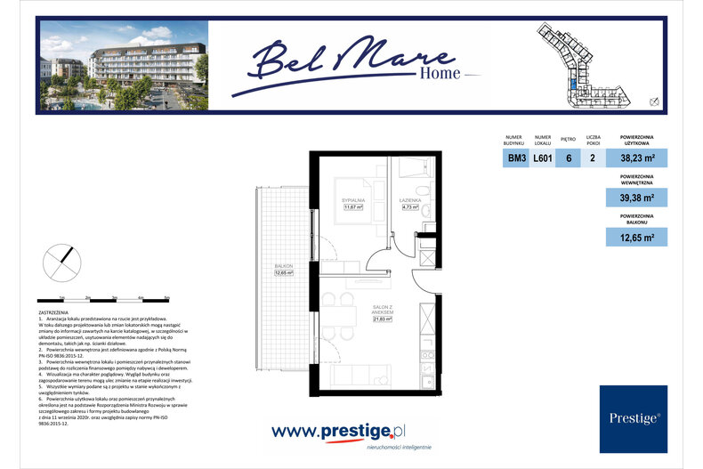 Apartament wakacyjny 39,38 m², piętro 6, oferta nr L601