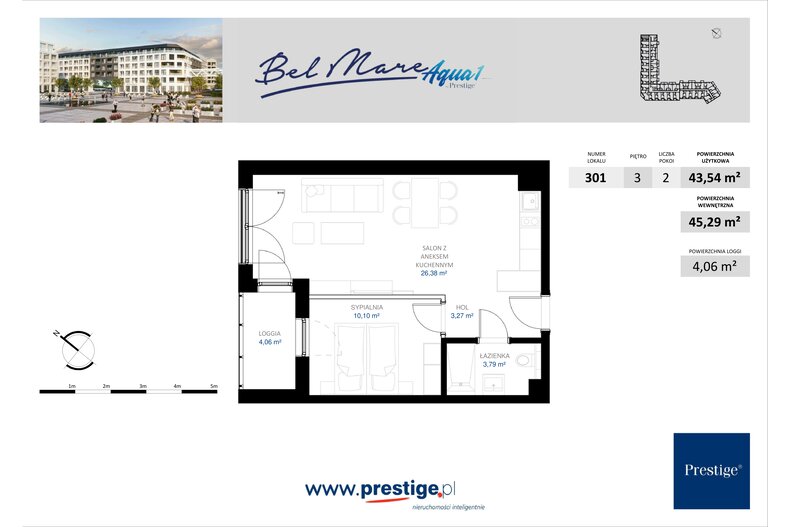 Apartament wakacyjny 43,54 m², piętro 3, oferta nr AQUA-1-301