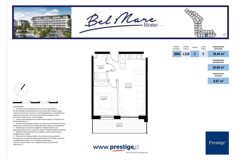 Apartament wakacyjny 38,44 m², piętro 3, oferta nr L338