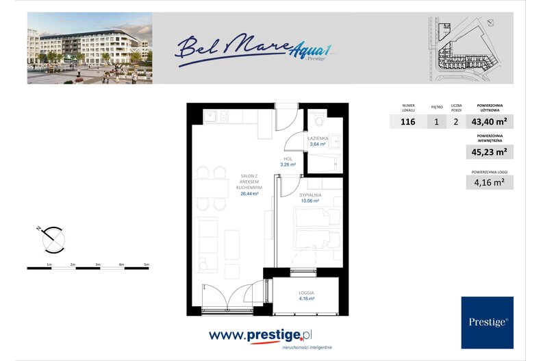 Apartament wakacyjny 43,40 m², piętro 1, oferta nr AQUA-1-116 rynek wtórny