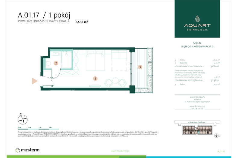 Apartament wakacyjny 32,38 m², piętro 1, oferta nr A/01/17