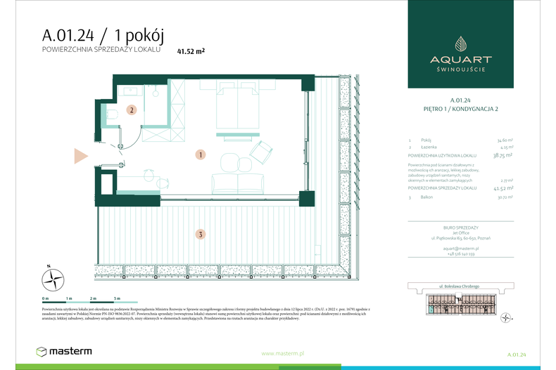 Apartament wakacyjny 41,52 m², piętro 1, oferta nr A/01/24