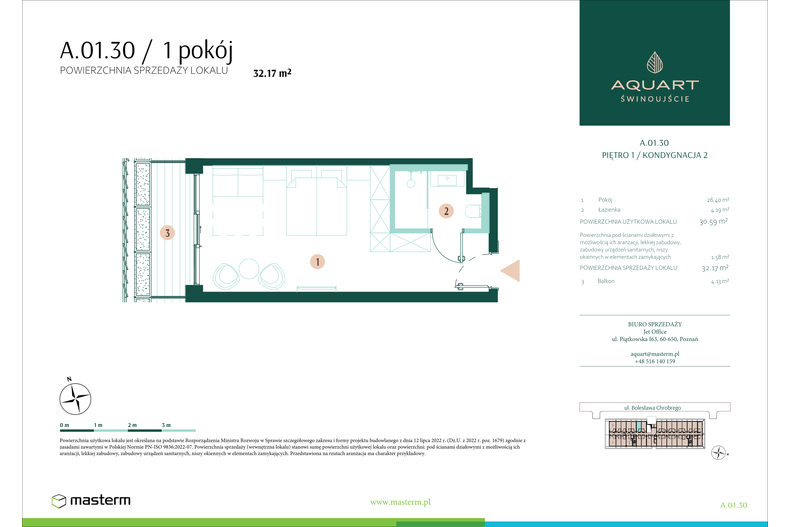 Apartament wakacyjny 32,17 m², piętro 1, oferta nr A/01/30