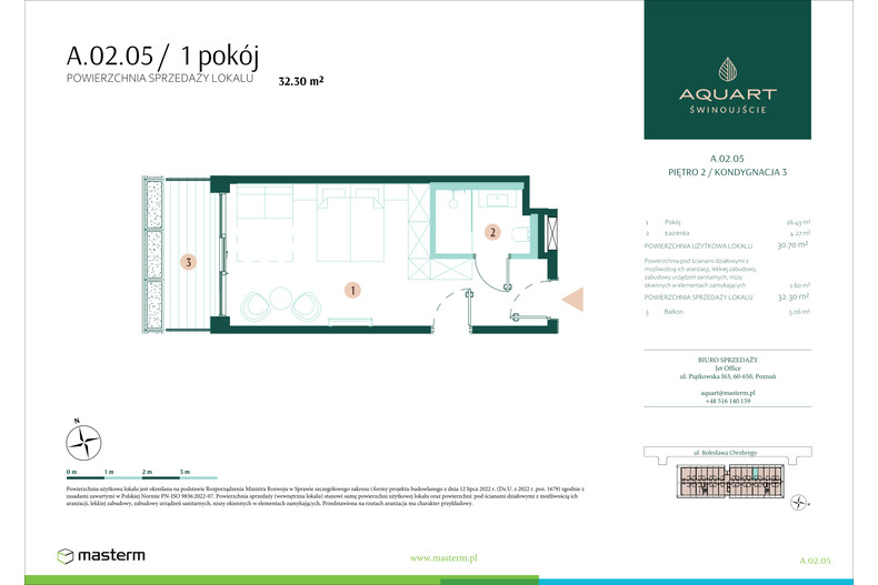 Apartament wakacyjny 32,30 m², piętro 2, oferta nr A/02/05