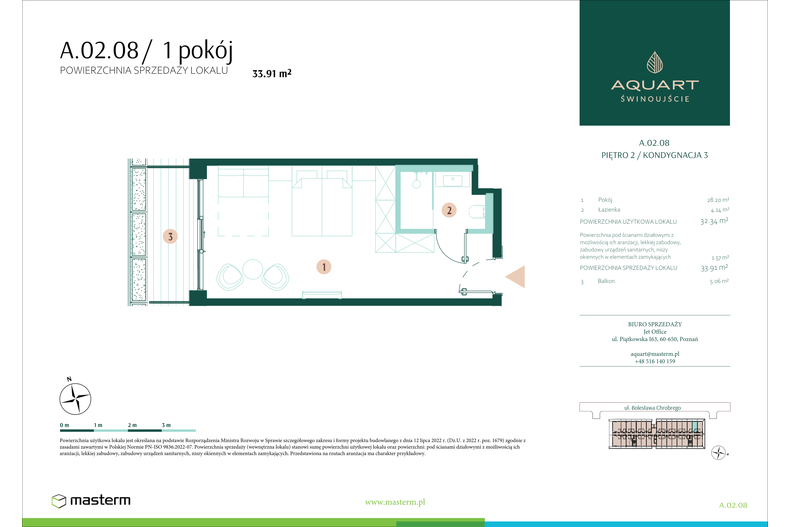 Apartament wakacyjny 33,91 m², piętro 2, oferta nr A/02/08