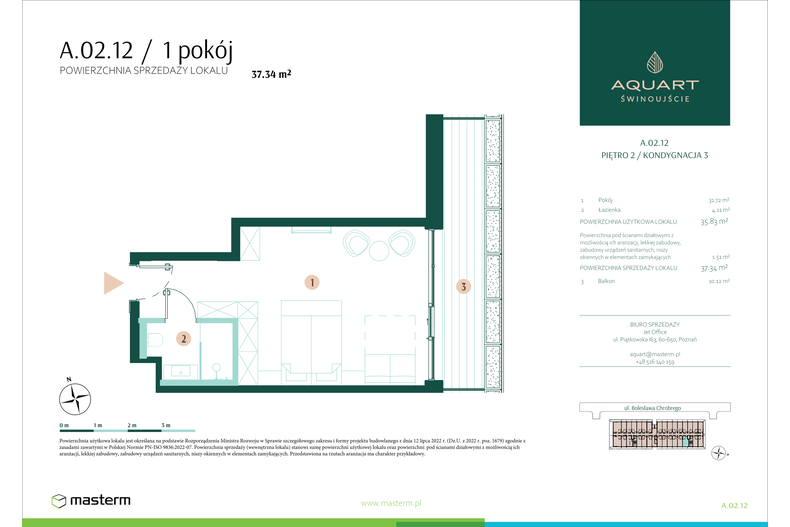 Apartament wakacyjny 37,34 m², piętro 2, oferta nr A/02/12