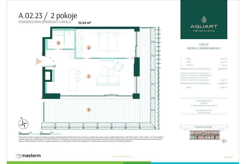 Apartament wakacyjny 52,64 m², piętro 2, oferta nr A/02/23