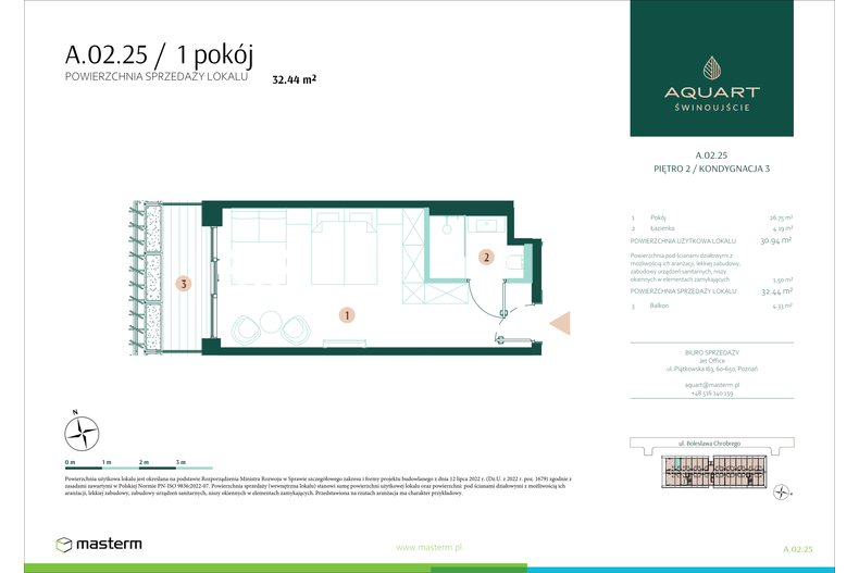 Apartament wakacyjny 32,44 m², piętro 2, oferta nr A/02/25